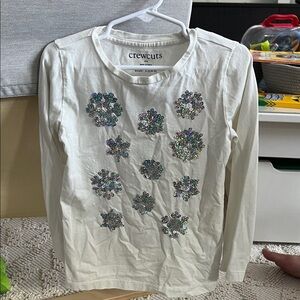 Crewcuts White Long Sleeve Tee with Sequin Snowflakes size XS (4-5)